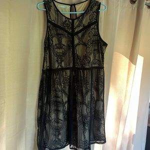 Maurice’s Black Lace and Knit Shift Dress Knee Length Cocktail Dressy XL